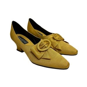 Kenneth Cole New York Women's 7‎ Pumps Gold Kitten Heel Fabric Vintage Spain
